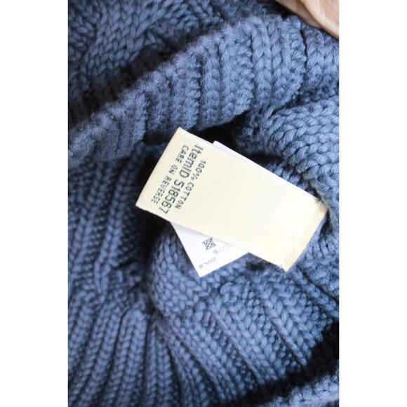 LL Bean Double L Cable Sweater Zip Cardigan Blue Size Small Pet - Picture 5 of 10
